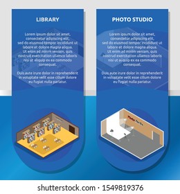 Isometric design interior building with 3d images. Isometric infographic illustration design for interiors, buildings, room and much more.