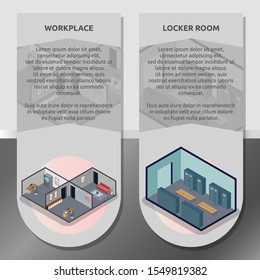 Isometric design interior building with 3d images. Isometric infographic illustration design for interiors, buildings, room and much more.