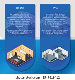 Isometric Design Interior Building With 3d Images. Isometric Infographic Illustration Design For Interiors, Buildings, Room And Much More.