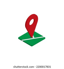 isometric design location pin icon, with map.
