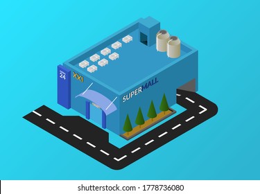 Isometric design - mall building concept store retail business isometric shop , supermarket modern center
