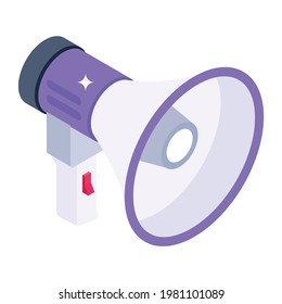 Un diseño isométrico del icono del megáfono