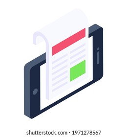 An isometric design of mobile article icon