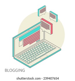 Isometric design modern vector illustration concept of blogging