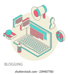 Isometric design modern vector illustration concept of blogging