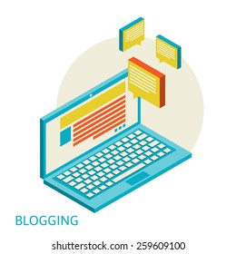 Isometric design modern vector illustration concept of blogging