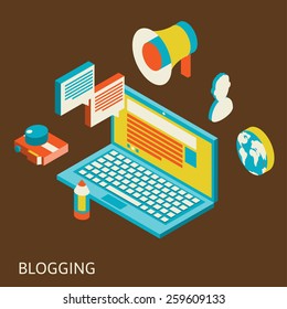 Isometric design modern vector illustration concept of blogging