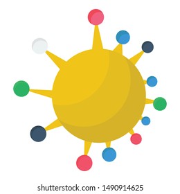 Isometric design of molecular structure icon.