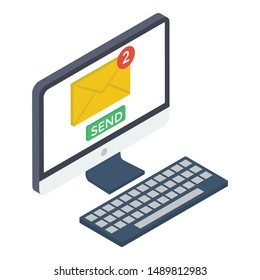 Isometric design of new message icon.