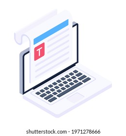 An isometric design of online article icon