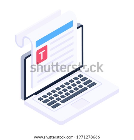 An isometric design of online article icon