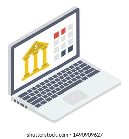 Isometric design of online banking icon.