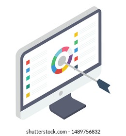 Isometric design of online target icon.