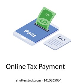 
Isometric design of online tax payment icon.
