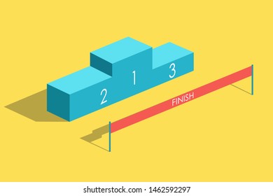 Isometric design pedestal with first, second, third place for award ceremony. Abstract concept graphic. Creative vector illustration of isometric business winners podium. Vector eps10 illustration