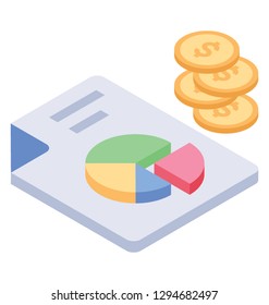 isometric design, pie chart icon