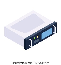 Isometric design of server rack icon 