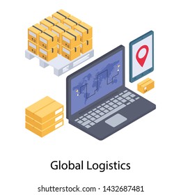 
Isometric design of shipment tracking icon

