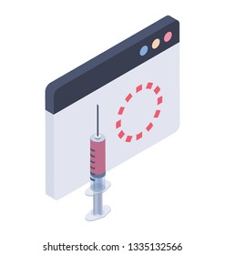 Isometric Design Of Sql Injection Icon.