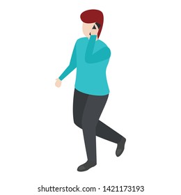 
Isometric design of talking on phone icon.
