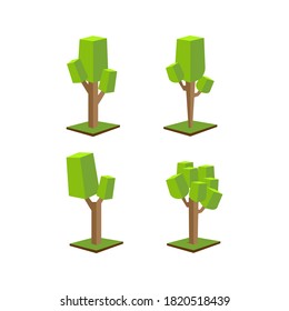 Eigenartige Designbäume, Design-Vektorgrafik einzeln auf weißem Hintergrund