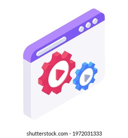 Isometric design vector of web video setting icon