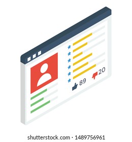 Isometric design of web profile icon.