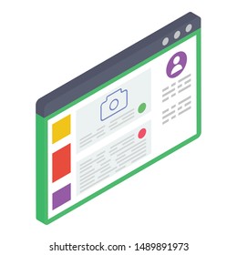 Isometric design of web profile icon.