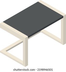 Isometrischer Schreibtisch. Symbol für die Arbeitsfläche im Schwarzen Büro
