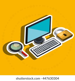 isometric desktop computer with isolated icon design, vector illustration  graphic 