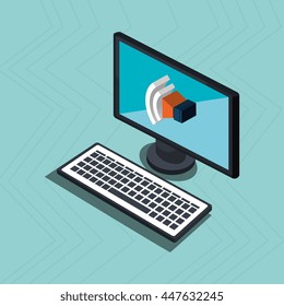 isometric desktop computer with isolated icon design, vector illustration  graphic 