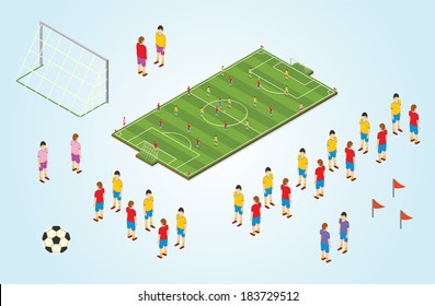 Isometric Detail Football Players In Stadium