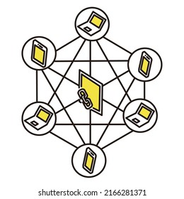 Diagrama isométrico de blockchain, etc.