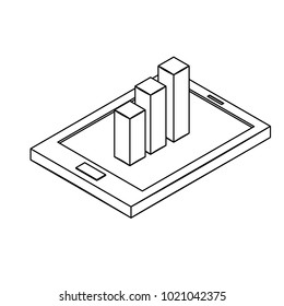 Isometric diagram on tablet simple icon concept vector illustration