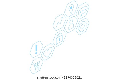 Isometric diagram with simple icons, Vector Illustration