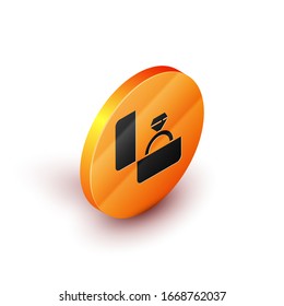 Isometrisches Diamond-Verlobungsring Symbol einzeln auf weißem Hintergrund. orangefarbene Kreistaste. Vektorillustration-Illustration