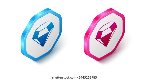 Isometric Diamond icon isolated on white background. Jewelry symbol. Gem stone. Hexagon button. Vector