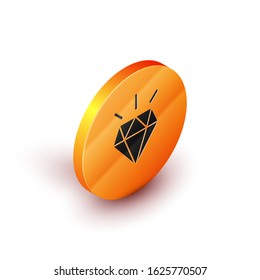 Isometric Diamond teeth icon isolated on white background. Orange circle button. Vector Illustration