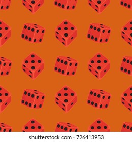 Isometric dice number lucky game fortune casino seamless pattern variants loss gamble cube vector illustration.