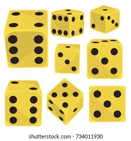 Isometric dice number lucky game fortune casino variants loss gamble cube vector illustration.