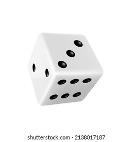 Didice isométrico. Cubo de juego blanco realista con puntos negros aislados en fondo blanco. El concepto de juegos de azar y juegos de casino. 3.ª ilustración vectorial