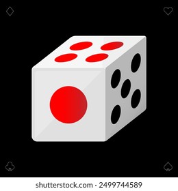 Isometric Dice Vector design in Flat style, Casino, Gambling, Bet, Board game grphic elements, illustration, Black, Red, White, Object, Vector stock (Editable)