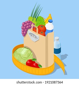 Isometric Diet programs, Diet Plan Concept. Nutrition diet, weight-management diet, individual dietary service concept. Healthy eating for weight control.