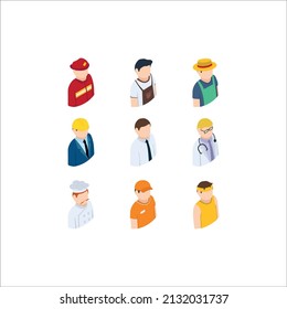 Isometric different people set vector 9 Different people isometric