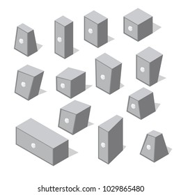 Isometric different shape safes. Set on secure metal boxes