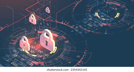 Isometric digital abstract technology background. Vector illustration