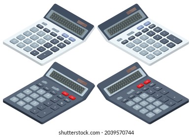 Isometric digital calculator on white background. Office calculator