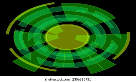 Isometrisches digitales Auge einzeln auf schwarzem Hintergrund. Circular Clip Art. Vektorgrafik.