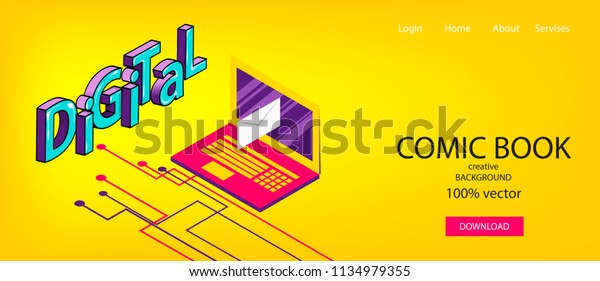 Isometric Digital Mail Send Banner Business Stock Vector Royalty