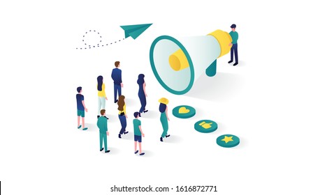 Isometric of digital marketing strategy. Digital marketing, digital technologies concept. Vector 3d isometric illustration. perfect for website and apps